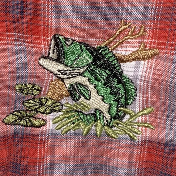 Red Head Men’s Sz 5XL Red Black Plaid Cotton Fishing Casual Button Down Shirt - Picture 3 of 5